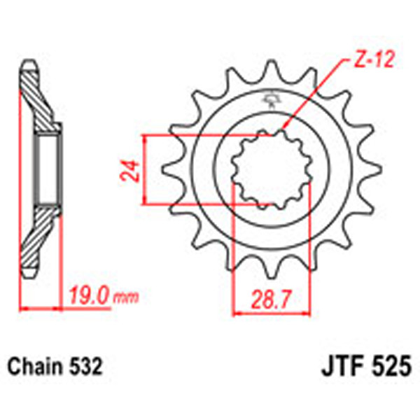 JT JT Gear Box Sprockets G/B 525/532-17T KAW (529)
